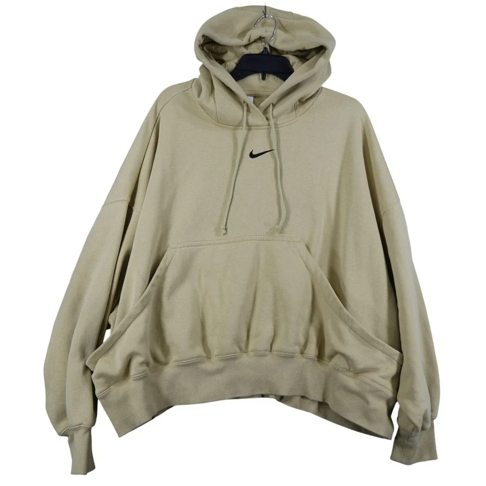 Nike Hoodie Womens XL Yellow Oversized Phoenix Fleece Center Swoosh Casual